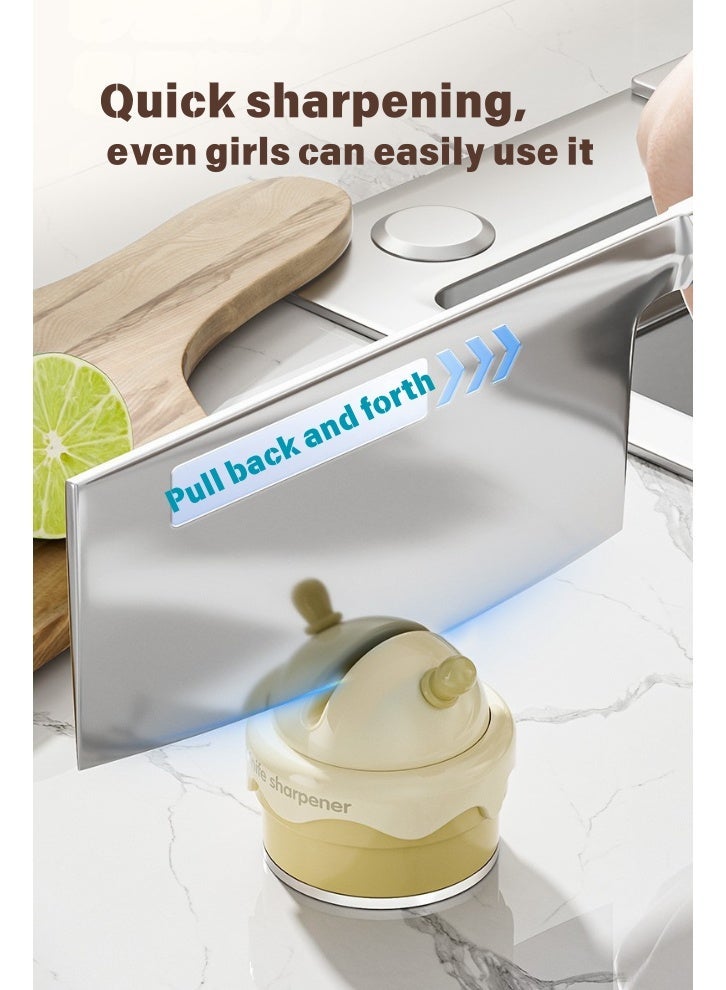 Professional Manual Knife & Scissor Sharpener with Suction Base - 4-in-1 Ceramic Wheel Sharpening for Home Kitchen - Image 4